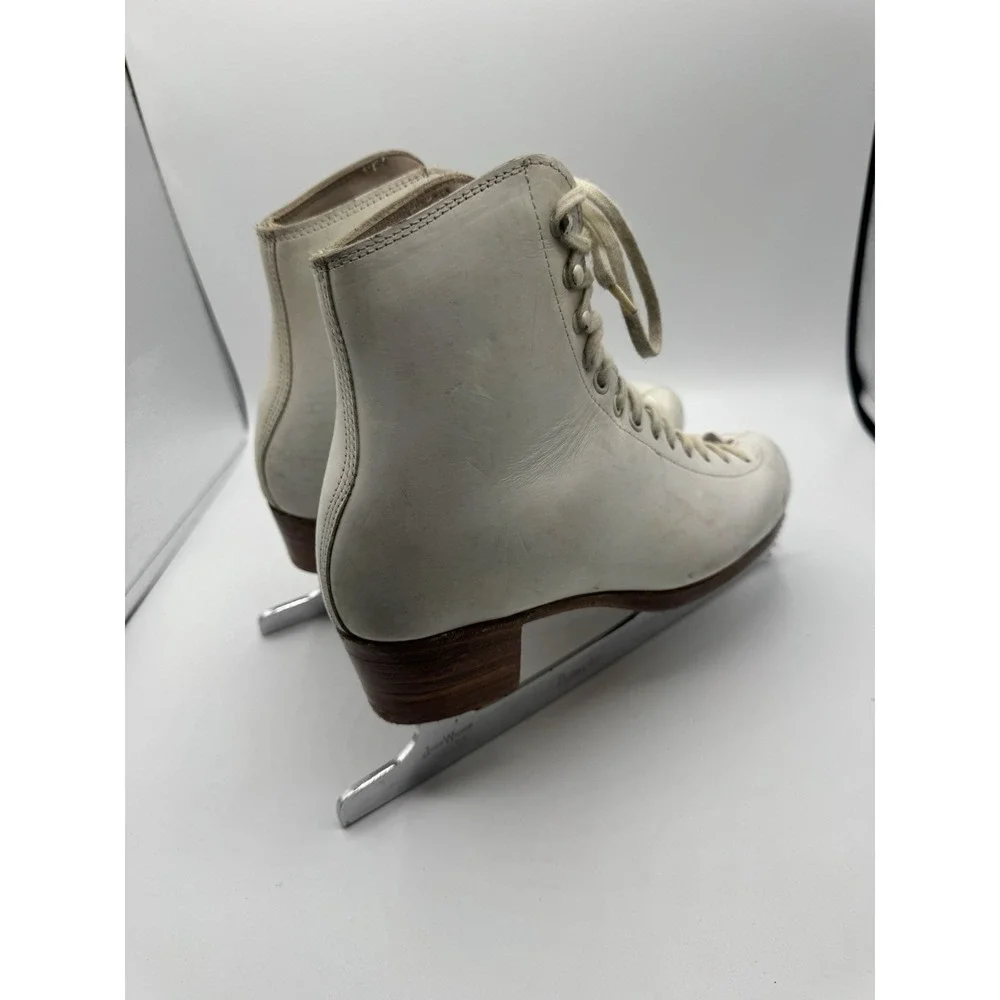 Riedell Figure Ice Skates Size 5 White Leather John Wilson Pattern 99 Blades